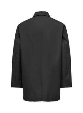Manteau noir Only and Sons Hall pour homme