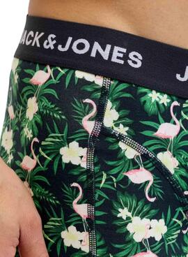 Ensemble de caleçons Jack and Jones avec des motifs de flamant rose pour homme.
