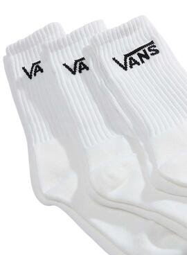 Le pack de 3 chaussettes hautes Vans Classic Crew blanches pour hommes et femmes