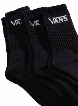Paquete de 3 calcetines Vans altos Classic Crew negro para hombre y mujer.