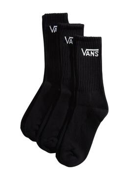Paquete de 3 calcetines Vans altos Classic Crew negro para hombre y mujer.