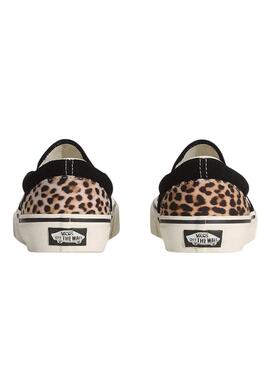 Chaussures Vans Classic Slip-On léopard noir pour femme.