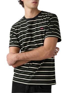 T-shirt Levis Andor Stripe noir et vert pour homme