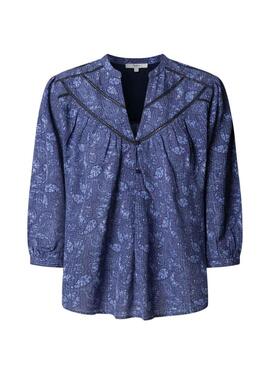 Blouse Pepe Jeans Brigitte bleue pour femme