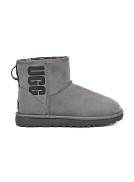 Bootss UGG  Classic Mini Rubber Logo Gris Femme