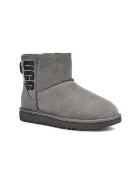 Bootss UGG  Classic Mini Rubber Logo Gris Femme