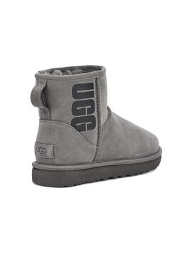 Bootss UGG  Classic Mini Rubber Logo Gris Femme