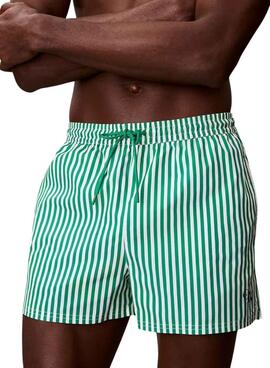 Maillot de bain Calvin Klein Jeans Penny Stripe vert pour homme