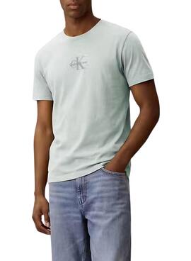 T-shirt Calvin Klein Jeans Micro Monologue turquoise pour homme