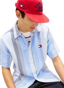 Chemise Tommy Jeans Stripe bleue pour homme