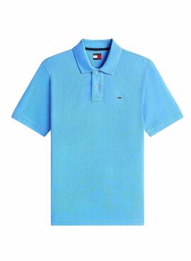 Polo Tommy Jeans de base bleue ciel pour homme