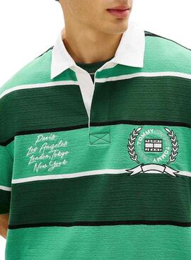 Polo Tommy Jeans Rugby vert pour homme