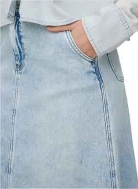 Jupe en jean Only Mindy midi lavage clair pour femme.