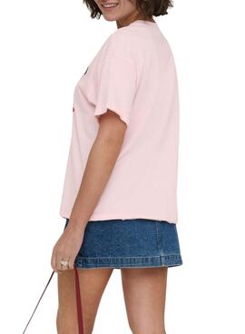 T-shirt Only Rolling Stones rose pour femme