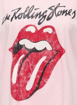 T-shirt Only Rolling Stones rose pour femme