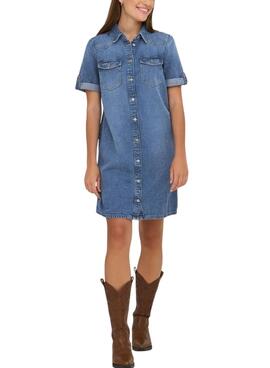 Robe en denim Only Lisa lavée à mi-hauteur pour femme