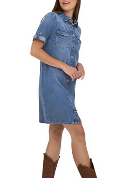 Robe en denim Only Lisa lavée à mi-hauteur pour femme