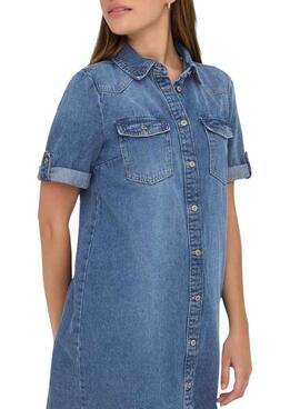 Robe en denim Only Lisa lavée à mi-hauteur pour femme