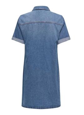 Robe en denim Only Lisa lavée à mi-hauteur pour femme