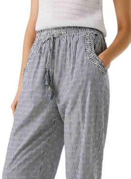 Pantalon Pepe Jeans Claribel rayures bleu pour femme