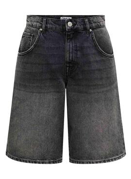 Short en jean Bermuda Only Mate noir pour femme