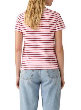 T-shirt Levis Emily Stripe rouge et blanc pour femme
