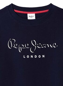 Sweat à capuche Pepe Jeans Michael logo bleu marine pour garçon