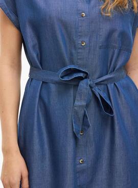 Robe Vila Vinori en denim bleu foncé pour femme