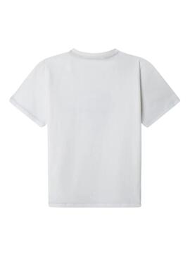 T-shirt Pepe Jeans Beckett logo blanc pour garçon