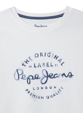 T-shirt Pepe Jeans Beckett logo blanc pour garçon