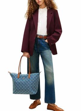 Sac à main Tommy Hilfiger Popette monogramme bleu pour femme