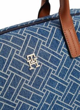 Sac à main Tommy Hilfiger Popette monogramme mini bleu pour femme