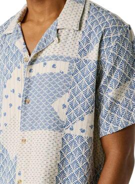 Chemise Pepe Jeans patchwork Pisarrot bleue pour homme