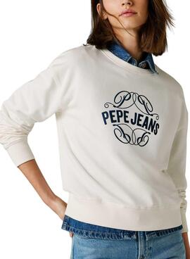 Sweatshirt Pepe Jeans Maat blanc pour femme