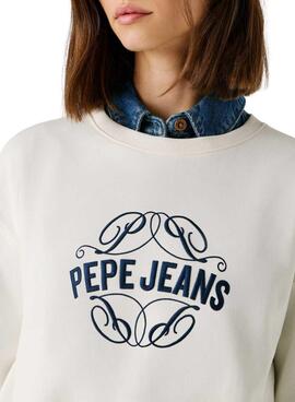 Sweatshirt Pepe Jeans Maat blanc pour femme