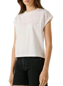 T-shirt Pepe Jeans Mina blanc pour femme
