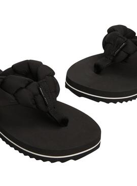 Mules Tommy Jeans noires tressées pour femme