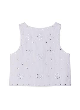 Top Pepe Jeans Holly blanco pour fille