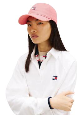 Casquette Tommy Jeans plaque Heritage rose pour femme