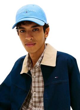 Casquette Tommy Jeans Linear Logo bleue pour homme