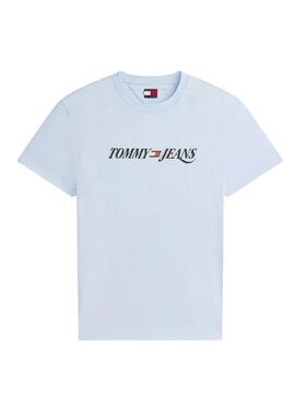 T-shirt Tommy Jeans logo vintage bleu pour homme
