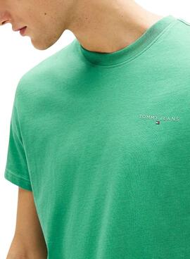 T-shirt Tommy Jeans Linear Chest vert pour homme
