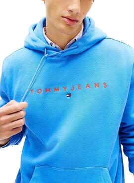Sweat-shirt Tommy Jeans Linear Logo bleu pour homme