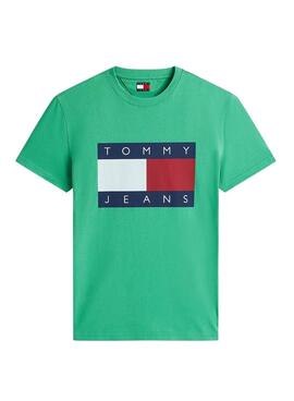 T-shirt Tommy Jeans Big Flag verte pour homme