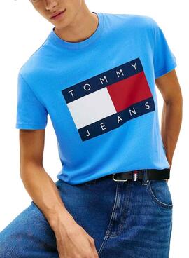 T-shirt Tommy Jeans Big Flag bleu pour homme