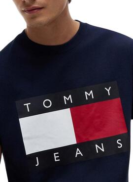 T-shirt Tommy Jeans Big Flag bleu marine pour homme