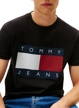 T-shirt Tommy Jeans Big Flag noir pour homme