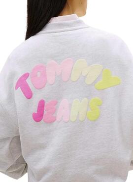 Sweat à capuche Tommy Jeans Bubble gris pour femme