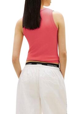 T-shirt Tommy Jeans Essential Rib corail pour femme