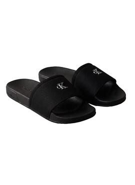 Sandales Calvin Klein Jeans Slide Canvas noir pour femme